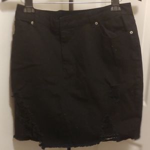 Forever 21+ Jean Distressed Mini Skirt